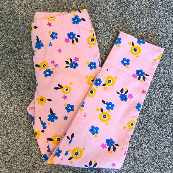 Girls Roebuck Floral Print Cotton Elastic Waist Leggings Medium 7/8 - Picture 1 of 7